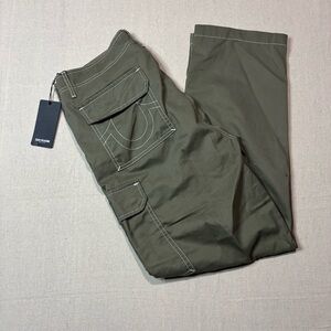 NWT True Religion Jeans 108335 Men's Kalamata Green Cargo Pants Size 34